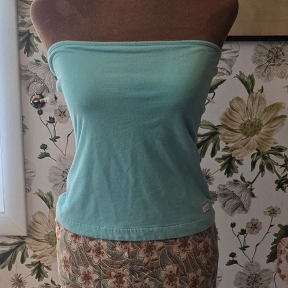 Amazing  Y2K Polo Jeans Tube Top with Open Back in Beautiful Aqua Blue